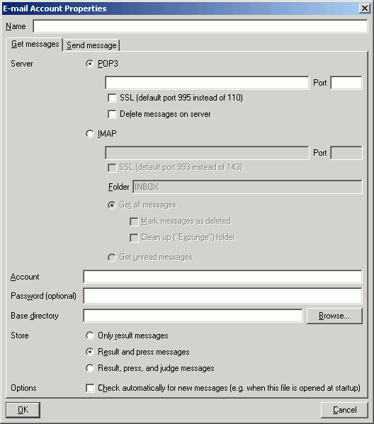 E-mail Account Properties Dialog