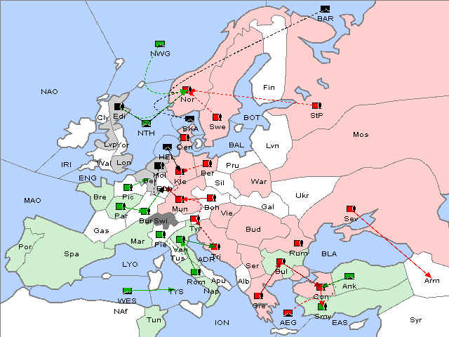 Map Fall 1912 Movement